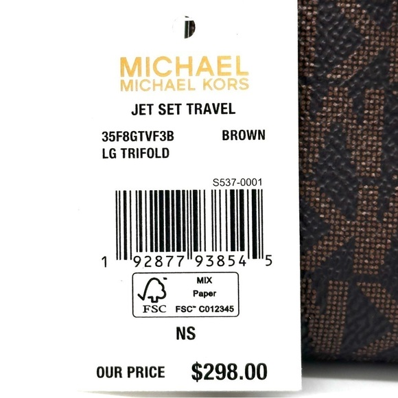 Michael Kors Large Trifold Wallet Brown - Picture 7 of 7